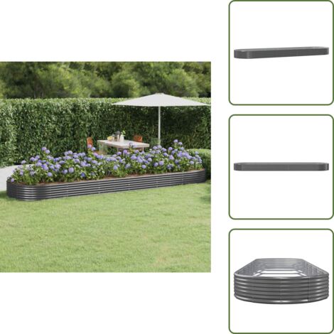 Maceta para plantas - vidaXL Jardinera arriate acero galvanizado antracita 523x140x36cm - Maceta para verduras