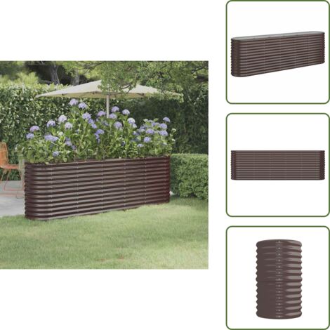 Maceta para plantas - vidaXL Jardinera arriate acero galvanizado marrón 224x40x68 cm - Maceta para verduras