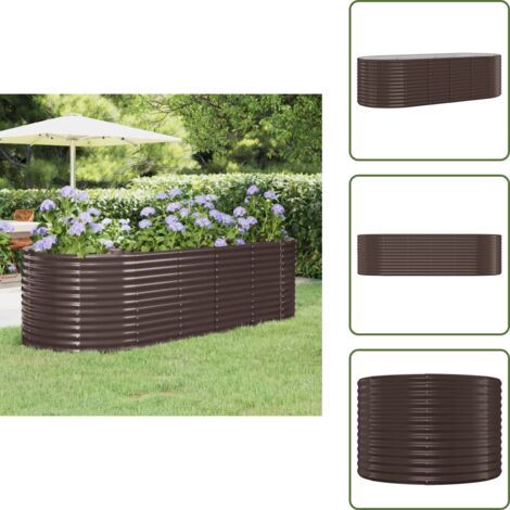 Maceta para plantas - vidaXL Jardinera arriate acero galvanizado marrón 249x100x68cm - Maceta para verduras