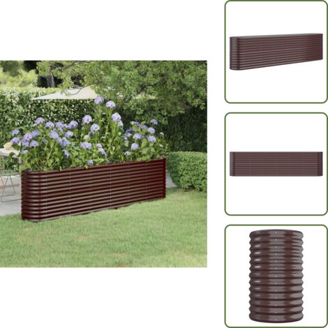 Maceta para plantas - vidaXL Jardinera arriate acero galvanizado marrón 260x40x68 cm - Maceta para flores