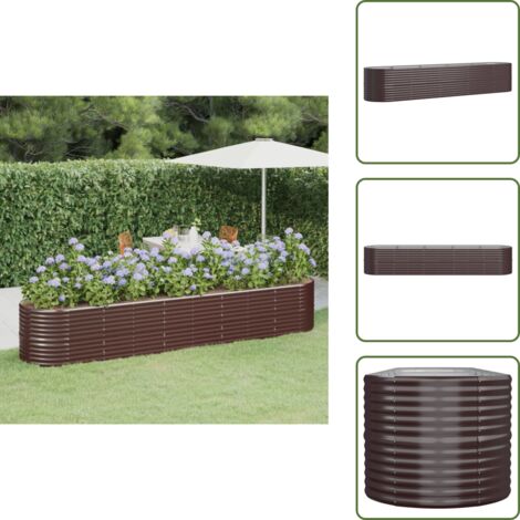 Maceta para plantas - vidaXL Jardinera arriate acero galvanizado marrón 368x80x68 cm - Maceta para flores