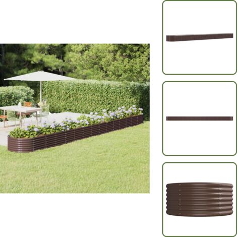 Maceta para plantas - vidaXL Jardinera arriate acero galvanizado marrón 620x80x36 cm - Maceta para flores