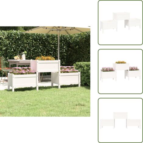 Maceta para plantas - vidaXL Jardinera de madera de pino maciza blanca 178,5x44x75 cm - Jardín de interior