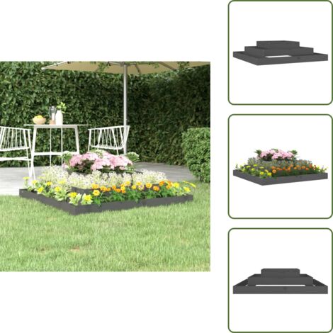Maceta para plantas - vidaXL Jardinera de madera maciza de pino gris 110x110x27 cm - Maceta para flores