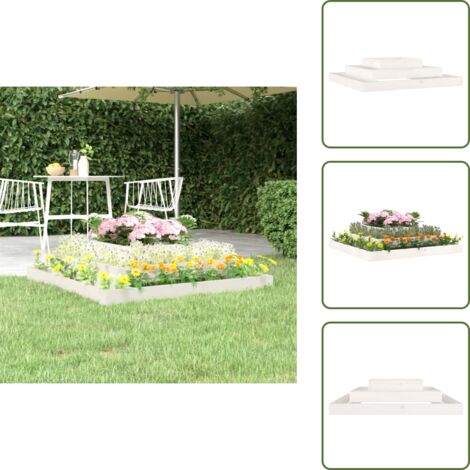 Maceta para plantas - vidaXL Jardinera madera maciza de pino blanco 110x110x27 cm - Maceta para flores