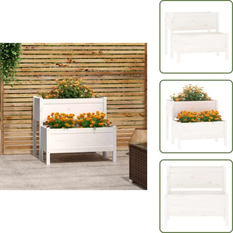 Maceta para plantas - vidaXL Jardinera madera maciza de pino blanco 84,5x84x75 cm - Jardinera para balcones