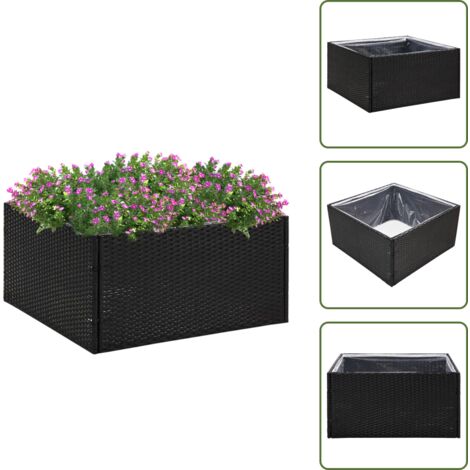 Maceta para plantas - vidaXL Jardinera ratán sintético negra 80x80x40 cm - Jardinera de ratán