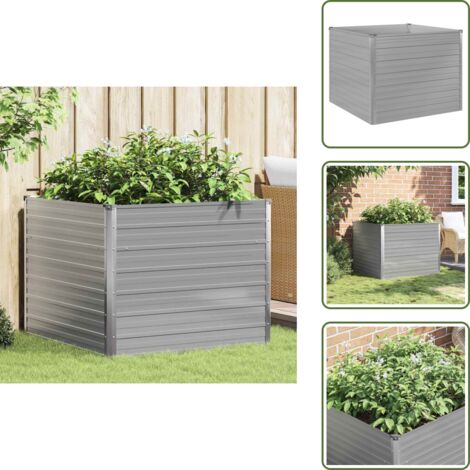 Maceta para vegetales - vidaXL Jardinera elevada 100x100x77 cm acero galvanizado gris - Maceta para hierbas