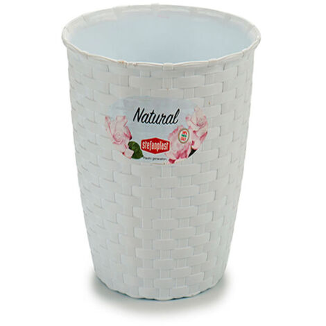 MACETA PLASTICO RATAN BLANCA 14 CM