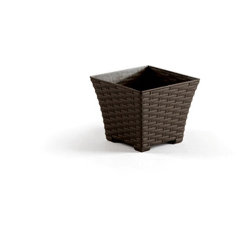 MACETA RATTAN CUADRADA 15 CM WENGUE