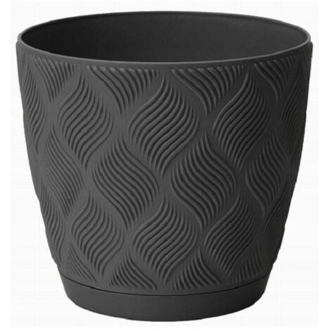Maceta reciclada Flow Petit Eco con plato 17 Antracita FORM-PLASTIC