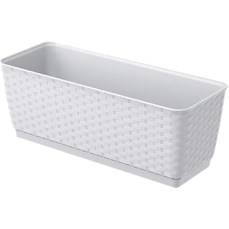 Maceta rectangular con platillo DRL400P Blanca