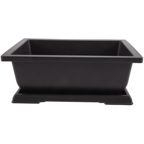 Maceta rectangular para bonsáis, ideal para balcón o jardín, 29 x 21 x 10,5 cm.
