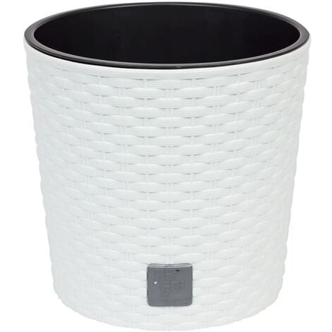 Maceta redonda 15,3 litros Rato con cubilete para plantar en color blanco 30 x 30 x 27 cm