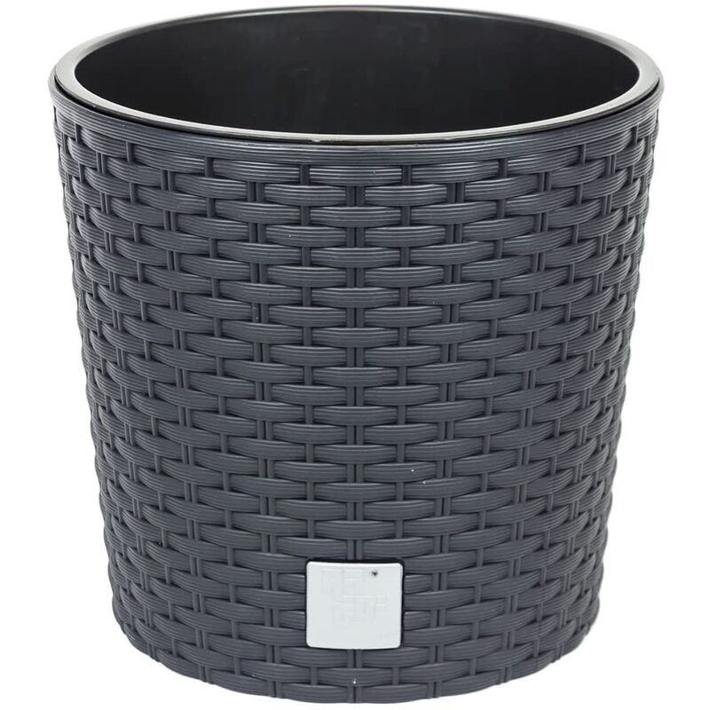 

Prosperplast - Maceta redonda 4,7 litros Rato con cubilete para plantar en color antracita 20 x 20 x 19 cm
