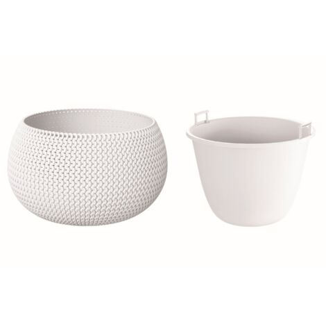 Maceta redonda con deposito Splofy Bowl de plastico en color blanco 23,9 (largo) x 23,9 (ancho) x 16,1 (altura) cm