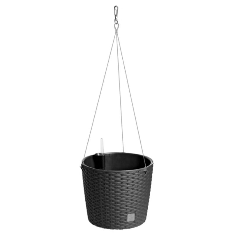

Prosperplast - Maceta redonda con gancho 8,9 litros Rato W en color antracita con cubilete para plantar 25,6 x 25,6 x 21,9 cm