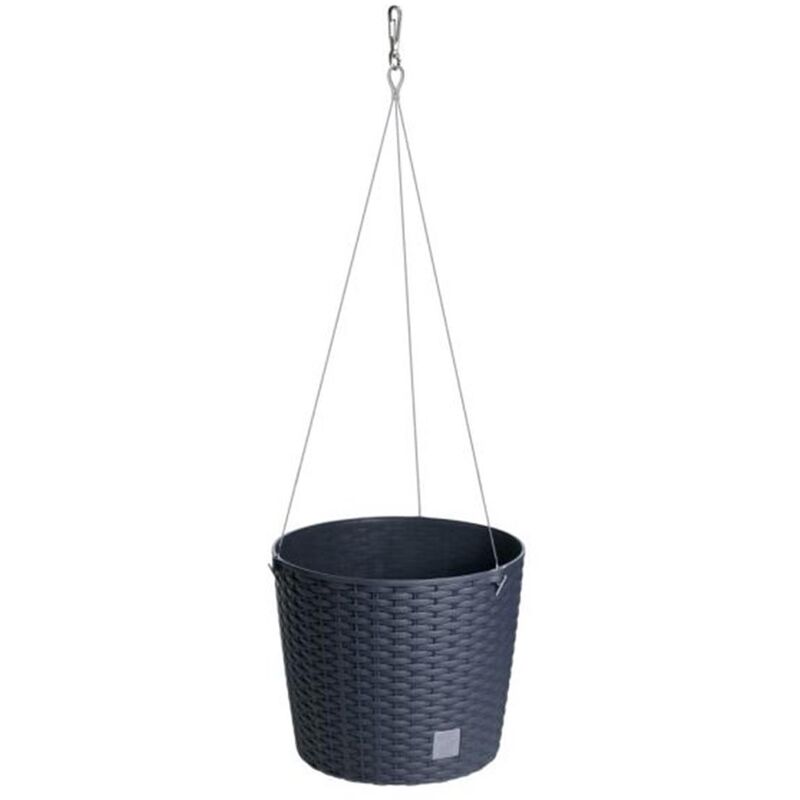 

Prosperplast - Maceta redonda con gancho 8,9 litros Rato WS en color antracita 25,6 x 25,6 x 21,9 cm