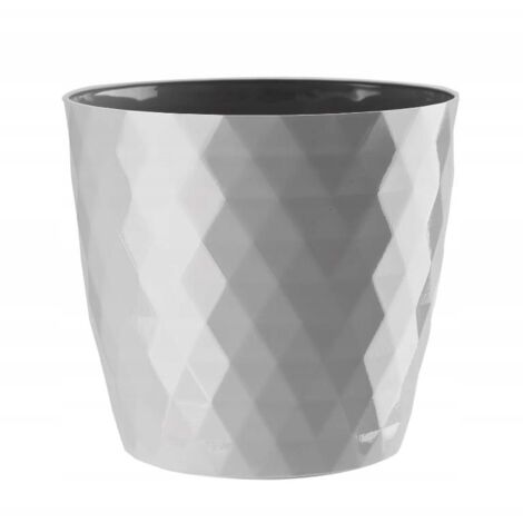 Maceta redonda de plástico gris 18 cm Cristal
