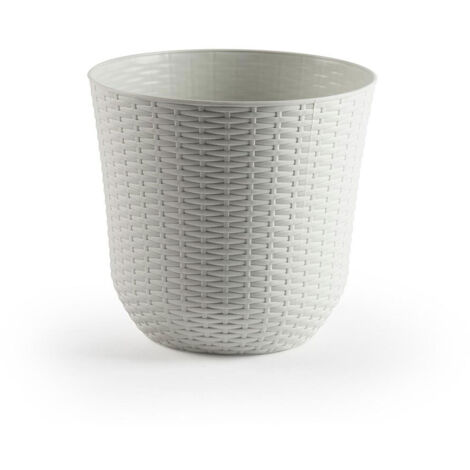 MACETA REDONDA RATTAN 25x25x23CM MARFIL