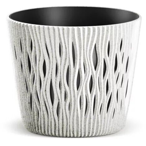 Maceta redonda Sandy ECO Wood DSR160W blanca Prosperplast
