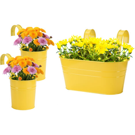 Maceta rústica de metal para colgar en la pared – Soporte impermeable para plantas – Idea de regalo para amantes de la jardinería – 27 x 15 x 12 cm – 1 juego