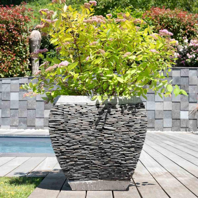 

Maceta tiesto jardinera moldeada pizarra 50 cm jardín piedra natural