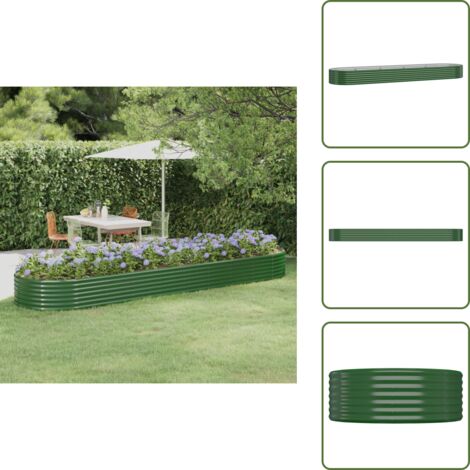Maceta verde - vidaXL Jardinera arriate acero galvanizado verde 396x100x36 cm - Jardinería de exterior