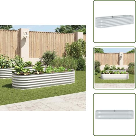 Maceta - vidaXL Arriate de acero galvanizado plateado 240x80x44 cm - Bricolaje