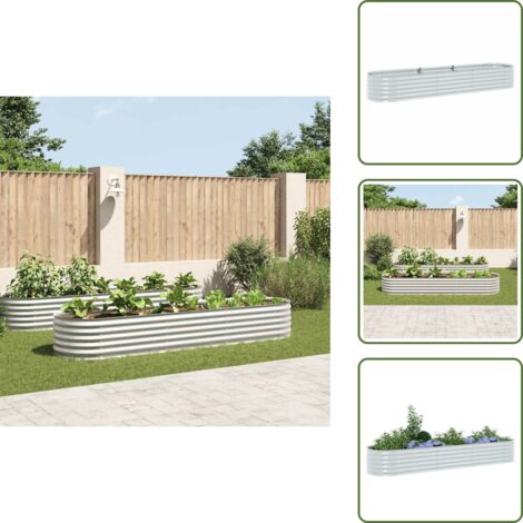 Maceta - vidaXL Arriate de acero galvanizado plateado 320x80x44 cm - Bricolaje