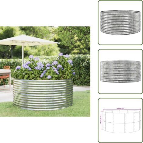 Maceta - vidaXL Jardinera arriate acero galvanizado plata 140x140x68 cm - Acero galvanizado