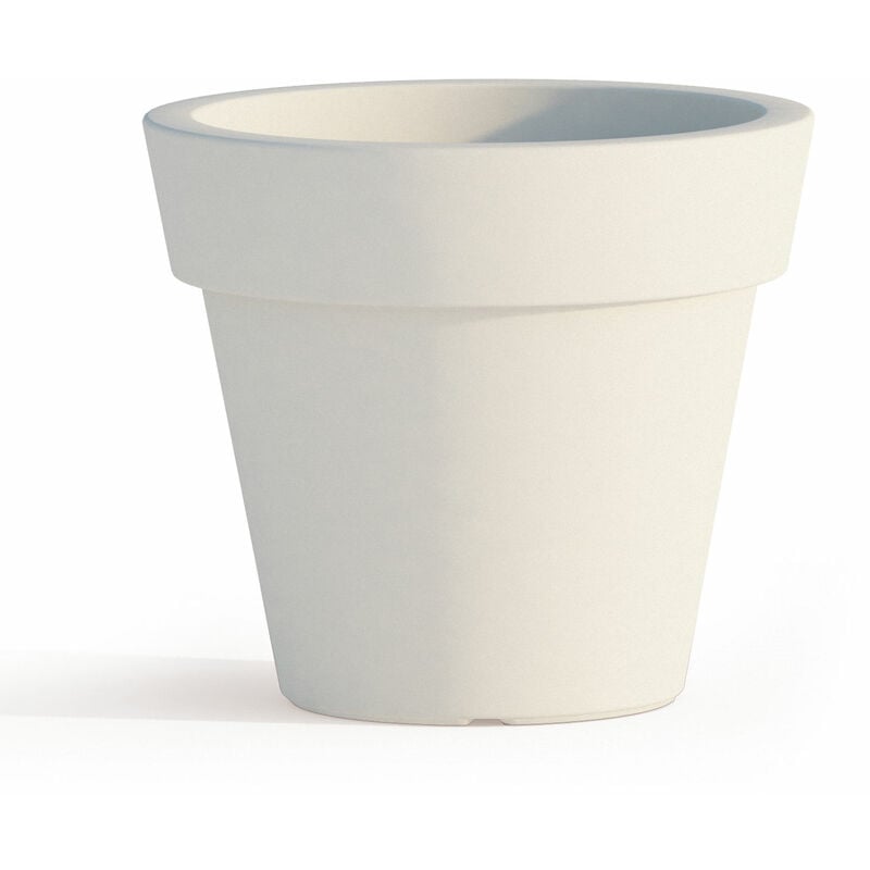 

Maceta con plato de resina h 45 mod. Begonia Redondo blanco