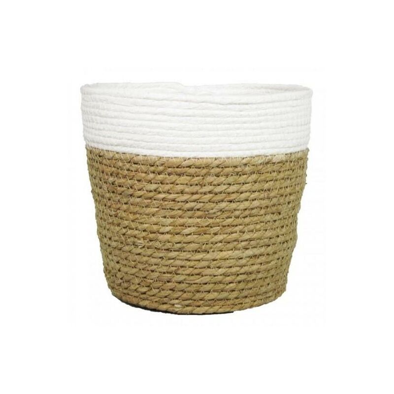 

Maceta Yute Natural Borde Blanca Ø17,5 x H 14 cm