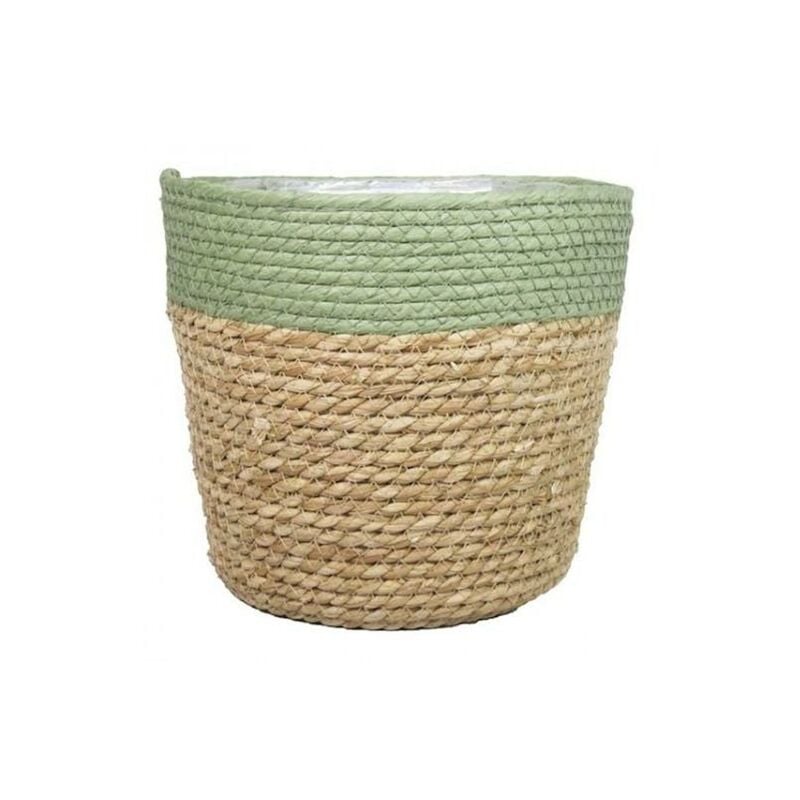 

Cistelleria Pou - Maceta Yute Natural Borde Verde Ø 20,5 x H 18 cm - Verde