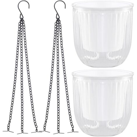 Macetas autorriego (paquete de 2) para interiores, macetas colgantes con 3 ganchos de drenaje para decoración de techos, balcones y paredes, tanto en interiores como en exteriores.