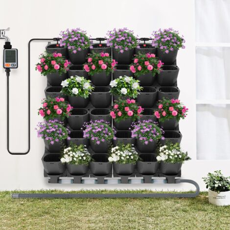 Macetas colgantes para plantas, macetas con sistema de riego automático, 36 compartimentos, macetas apilables para muros vegetales, muro vegetal vertical para jardín, terraza o balcón