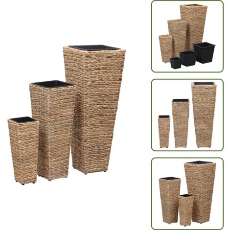 Macetas extraíbles - vidaXL Conjunto de arriates 3 piezas jacinto de agua marrón - Jardinera de agua