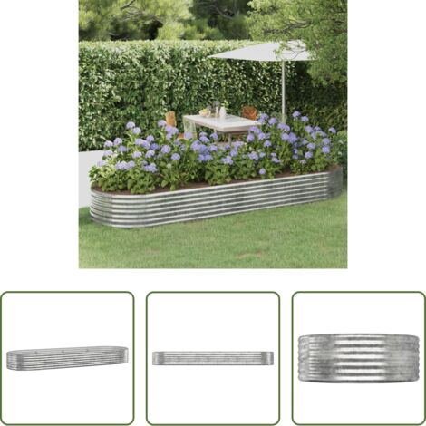 Macetas -  Jardinera arriate acero galvanizado plata 322x100x36 cm