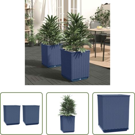 Macetas -  Jardineras 2 uds polipropileno azul gris 30x30x37 cm