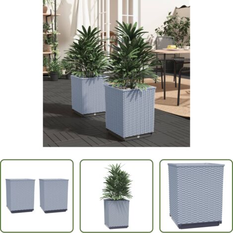 Macetas -  Jardineras 2 unidades polipropileno gris claro 30x30x37 cm