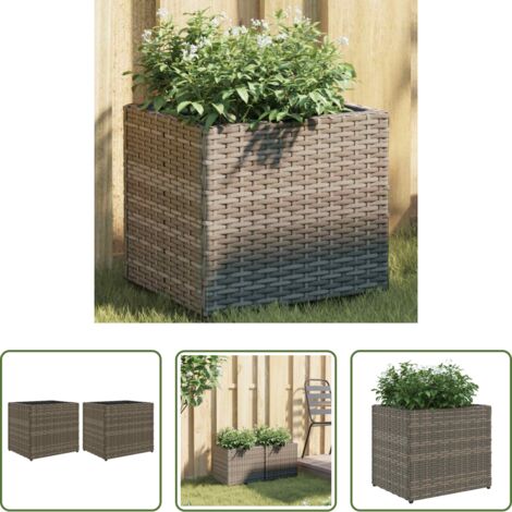 Macetas -  Jardineras 2 unidades ratán sintético gris 36x30x32 cm