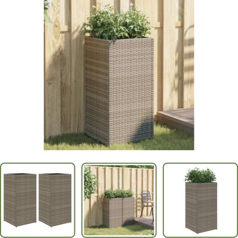 Macetas - Jardineras 2 unidades ratán sintético gris 40x40x80 cm