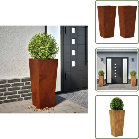 Macetas para flores - Jardineras de jardín vidaXL 2 uds 35x35x75 cm Acero oxidado - Macetas para verduras
