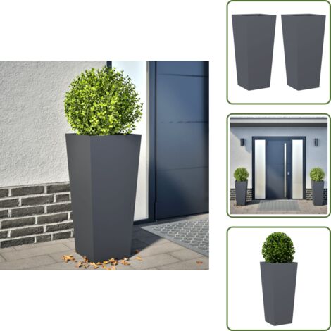 Macetas para flores - vidaXL Jardineras hexagonales 2 uds acero antracita 35x35x75 cm - Macetas para verduras