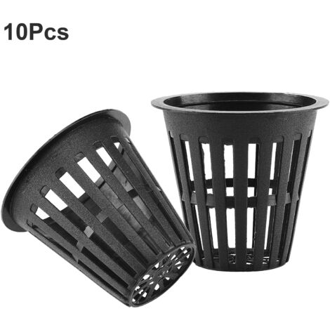 Macetas para plantas de hidroponía y acuaponía [3 x 5,5 cm], 10 macetas de plástico con borde ancho