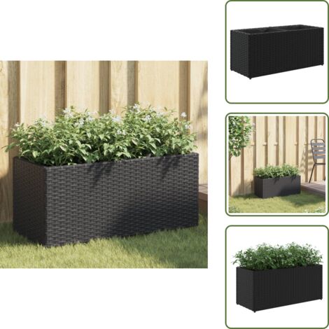 Macetas para plantas - vidaXL Jardinera de jardín con 2 maceteros ratán PE negro 72x30x32 cm - Jardinera exterior