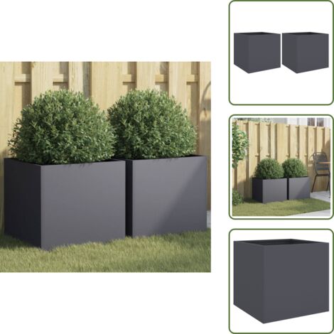 Macetas para plantas - vidaXL Jardineras 2 unidades acero gris antracita 42x40x39 cm - Jardineras para patios