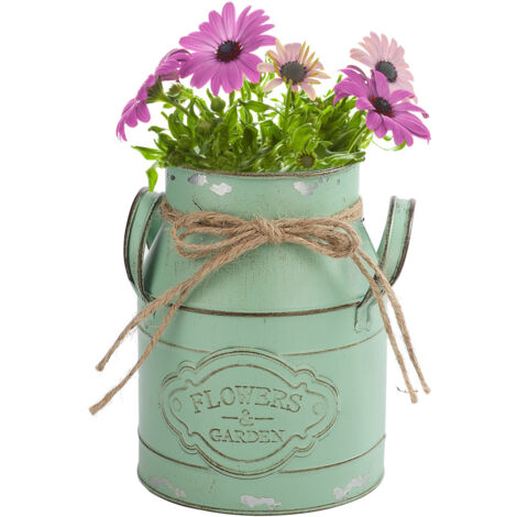 Macetas rústicas decorativas de metal sin orificios de drenaje para suculentas, cactus o ramos de flores, blancas, azules, verdes, rosas, con ganchos para colgar en la pared o estante, idea de regalo 