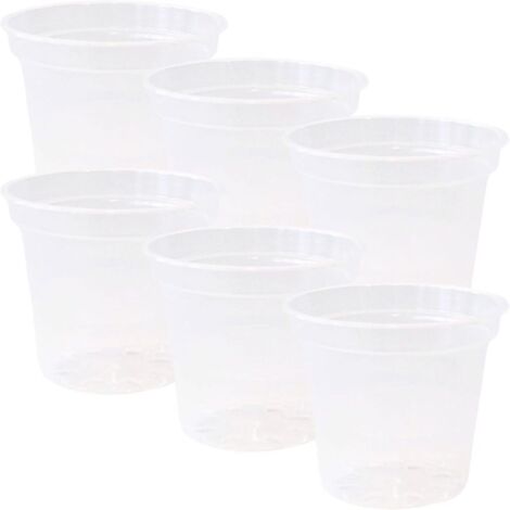 Macetas transparentes para vivero, macetas de 10 cm con orificios de drenaje, macetas de plástico transparente resistentes, macetas versátiles para plantas de interior y exterior, juego de 6