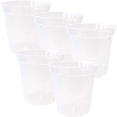 Macetas transparentes para vivero, macetas de 12,5 cm con orificios de drenaje, macetas de plástico transparente resistentes, macetas versátiles para plantas de interior y exterior, juego de 5